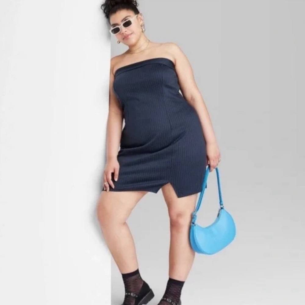 Wild Fable Strapless Ponte Knit Pin Stripe Tube Mini Bodycon Dress